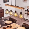Suspension Bacabal Bois Clair, Noir, 4 Lumieres