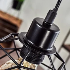 Suspension Bacabal Bois Clair, Noir, 4 Lumieres