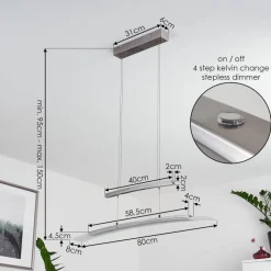 Suspension Balcairn Led Nickel Mat, 4 Lumieres