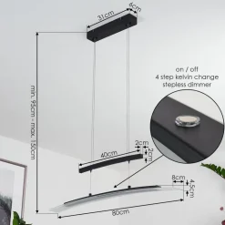 Suspension Balcairn Led Noir, 4 Lumieres