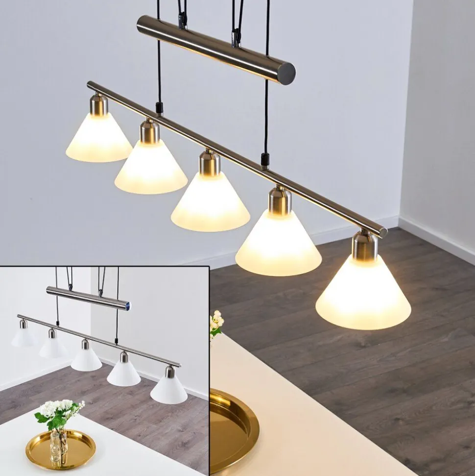 Suspension Bamenda Nickel Mat, 5 Lumieres