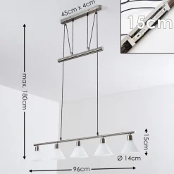Suspension Bamenda Nickel Mat, 5 Lumieres