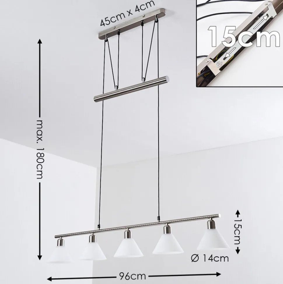 Suspension Bamenda Nickel Mat, 5 Lumieres