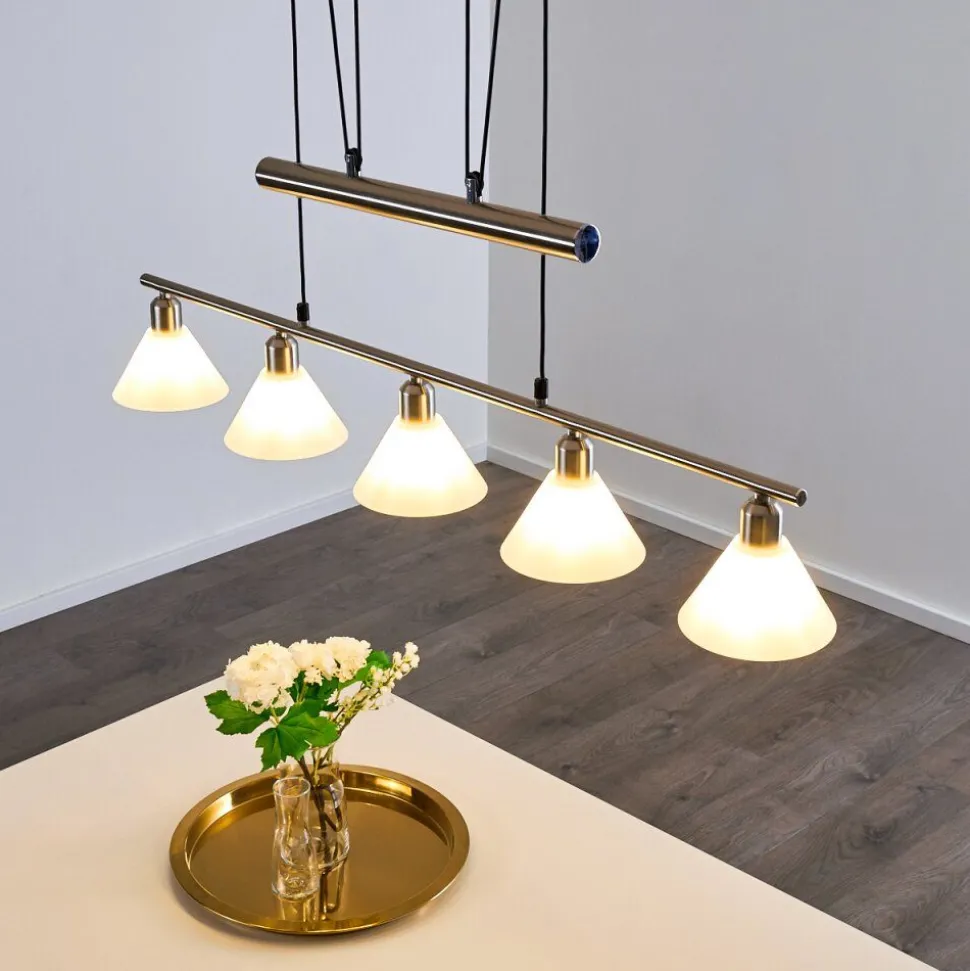 Suspension Bamenda Nickel Mat, 5 Lumieres
