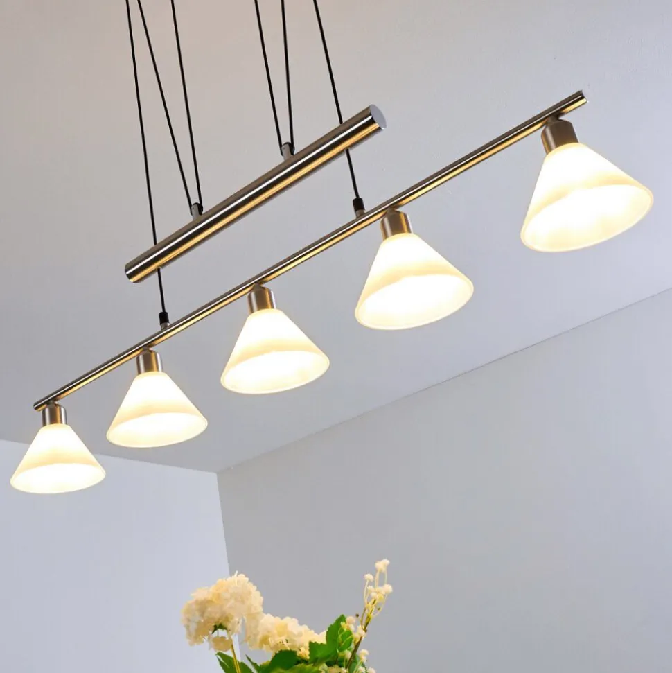 Suspension Bamenda Nickel Mat, 5 Lumieres