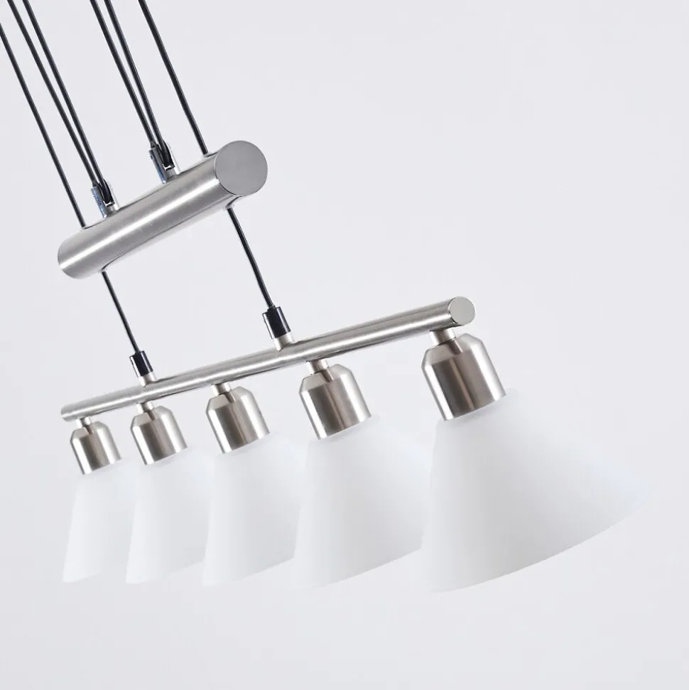 Suspension Bamenda Nickel Mat, 5 Lumieres