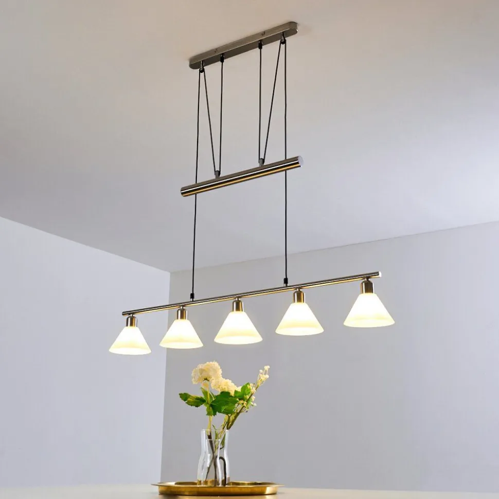 Suspension Bamenda Nickel Mat, 5 Lumieres
