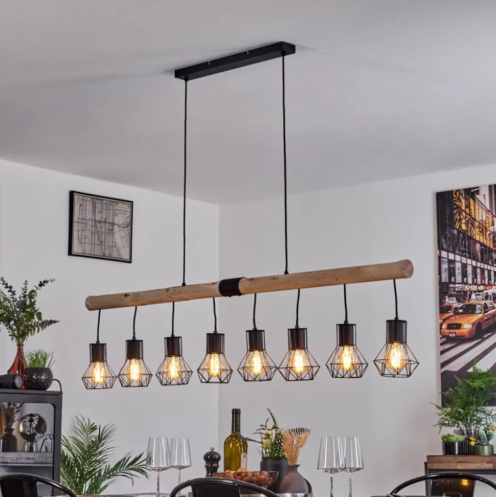 Suspension Bardhaman Ecru, Noir, 8 Lumieres