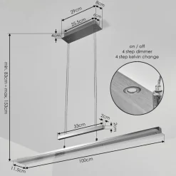 Suspension Barrud Led Argente, 1 Lumiere