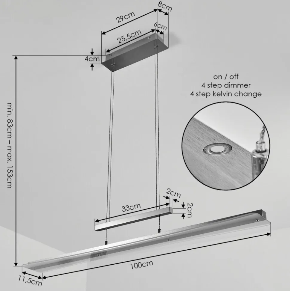 Suspension Barrud Led Argente, 1 Lumiere