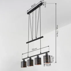 Suspension Bathinda Noir, 4 Lumieres