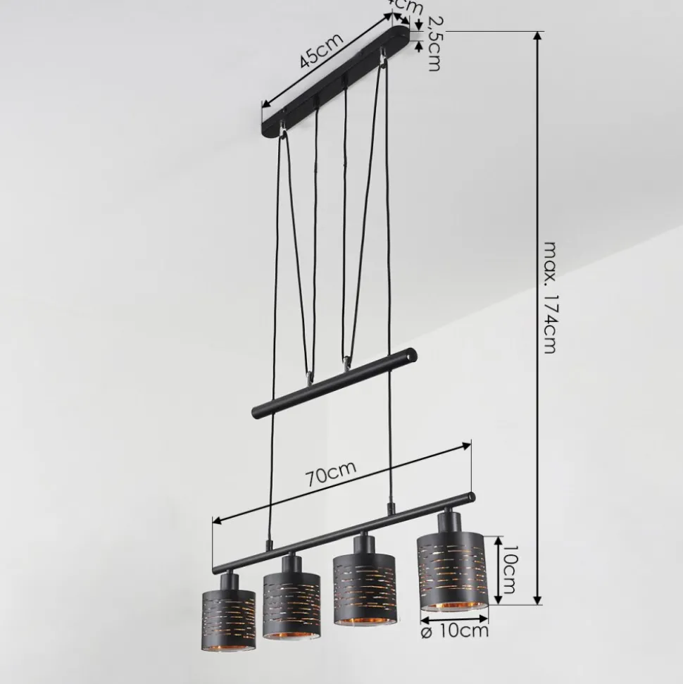 Suspension Bathinda Noir, 4 Lumieres
