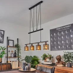 Suspension Bathinda Noir, 4 Lumieres