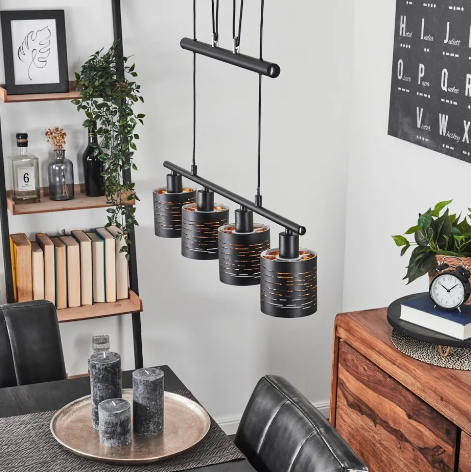 Suspension Bathinda Noir, 4 Lumieres