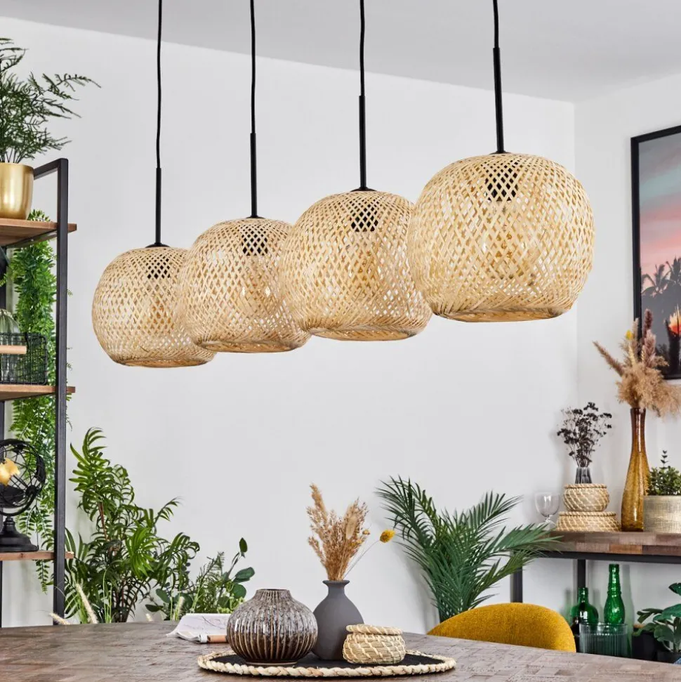 Suspension Bauro Ecru, 4 Lumieres