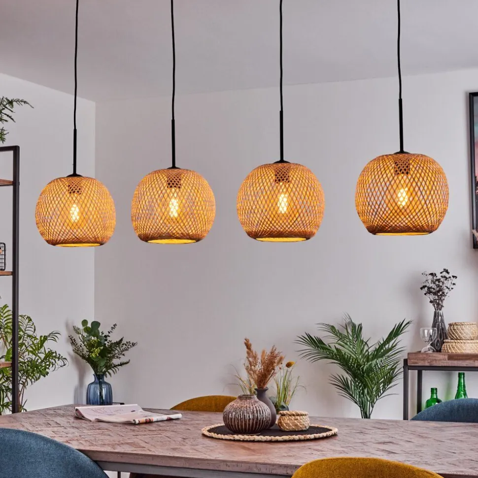 Suspension Bauro Ecru, 4 Lumieres