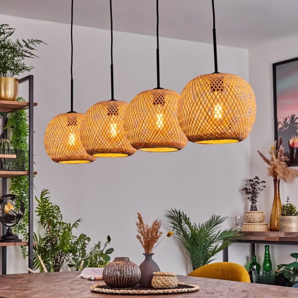 Suspension Bauro Ecru, 4 Lumieres