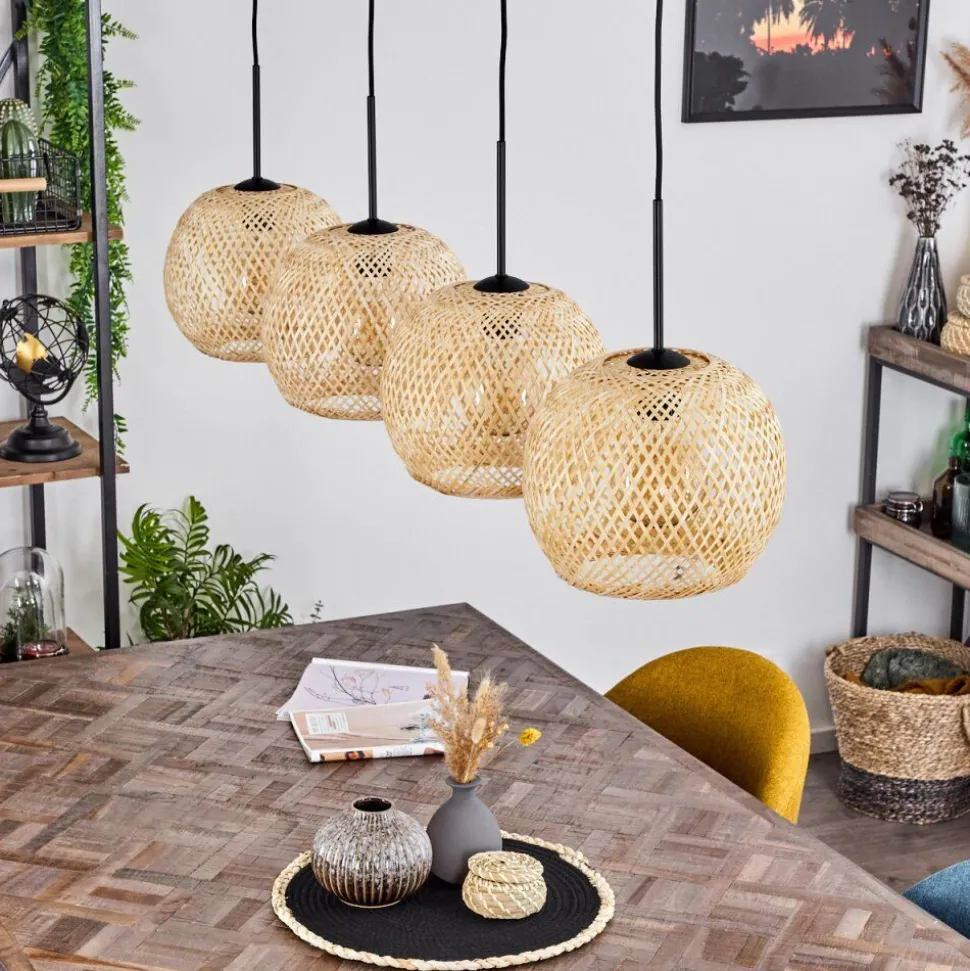 Suspension Bauro Ecru, 4 Lumieres