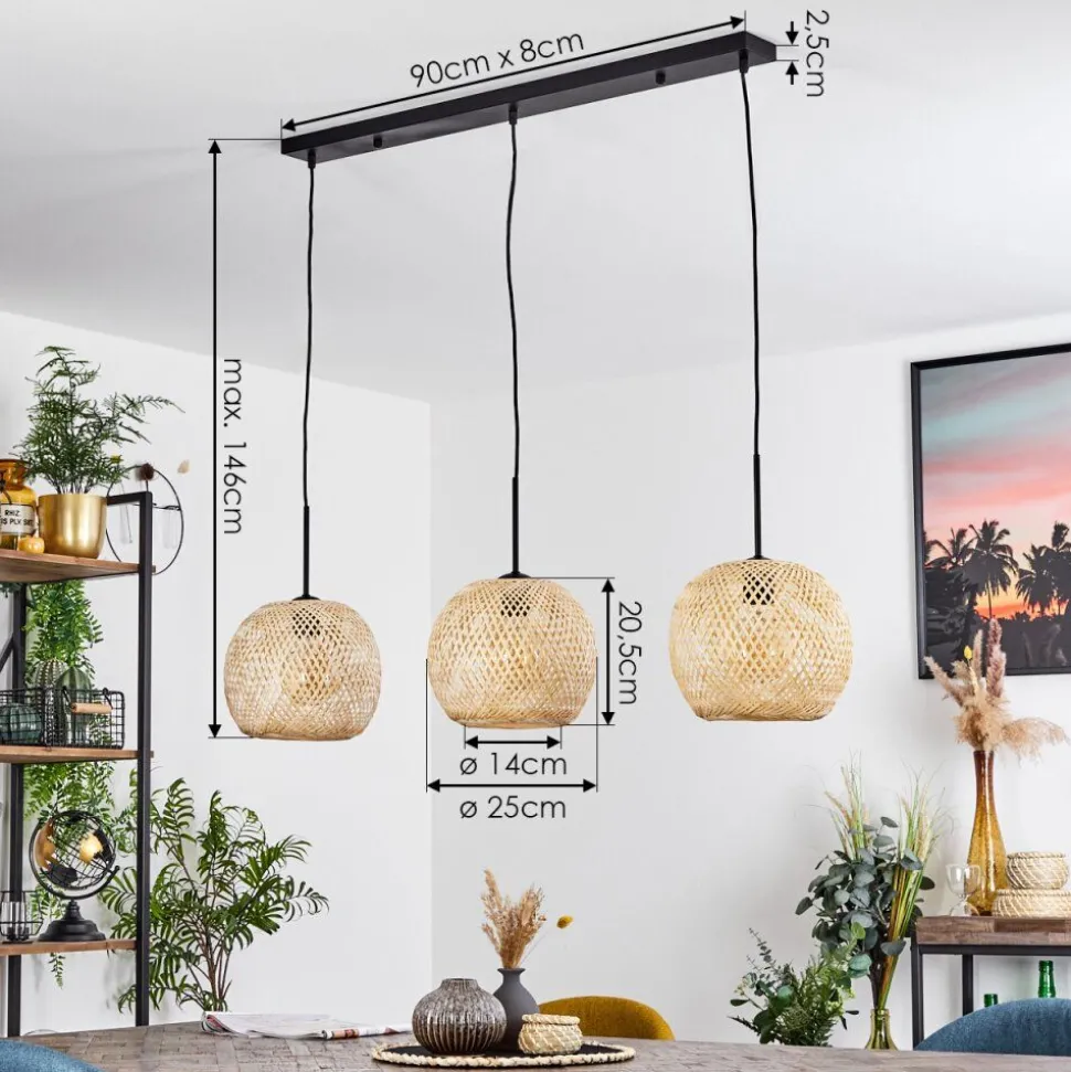 Suspension Bauro Ecru, 3 Lumieres