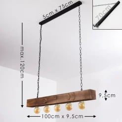 Suspension Berat Brun, Noir, 5 Lumieres