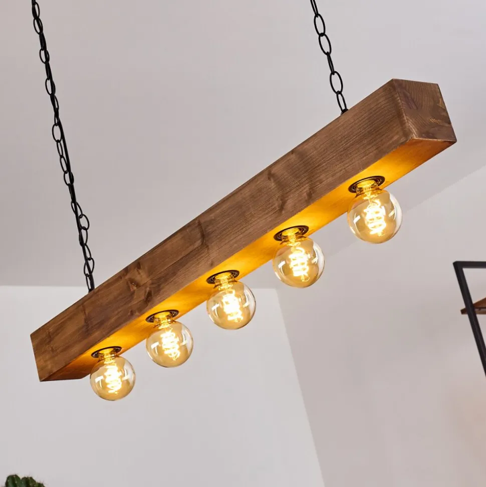 Suspension Berat Brun, Noir, 5 Lumieres