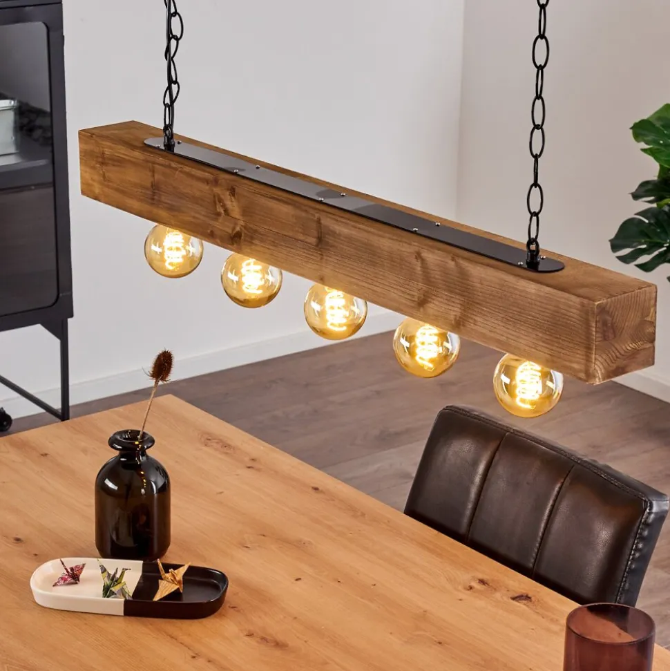 Suspension Berat Brun, Noir, 5 Lumieres