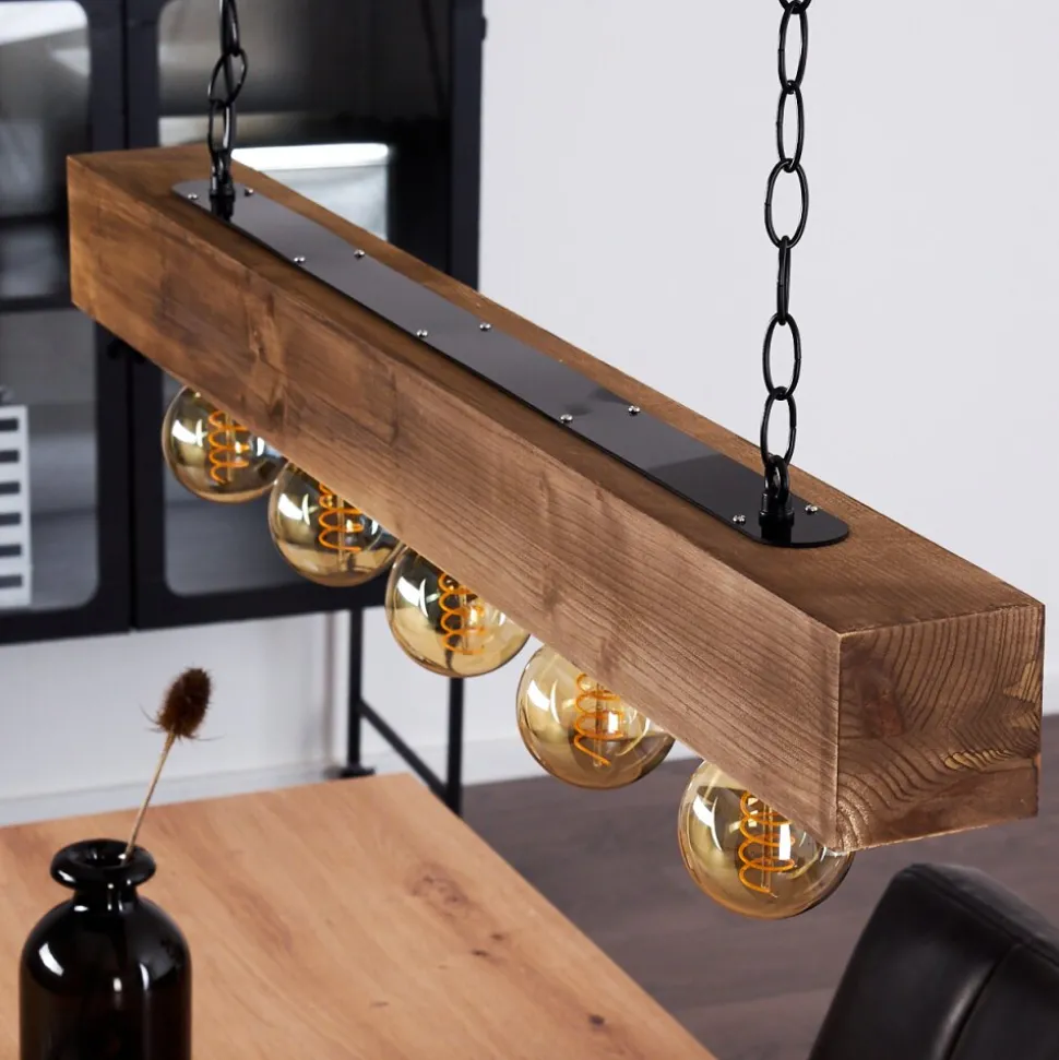 Suspension Berat Brun, Noir, 5 Lumieres