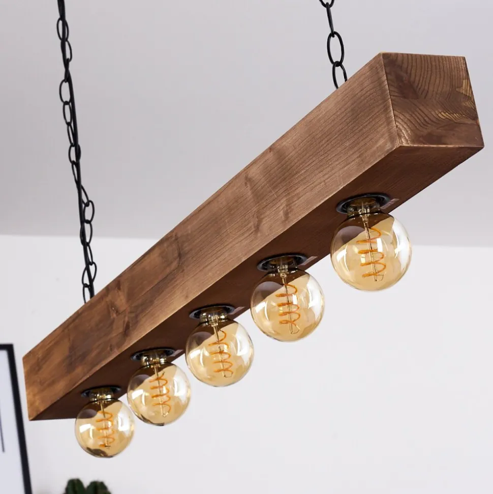 Suspension Berat Brun, Noir, 5 Lumieres