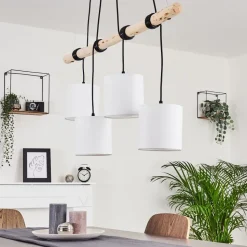 Suspension Betsele Bois Clair, Noir, 4 Lumieres