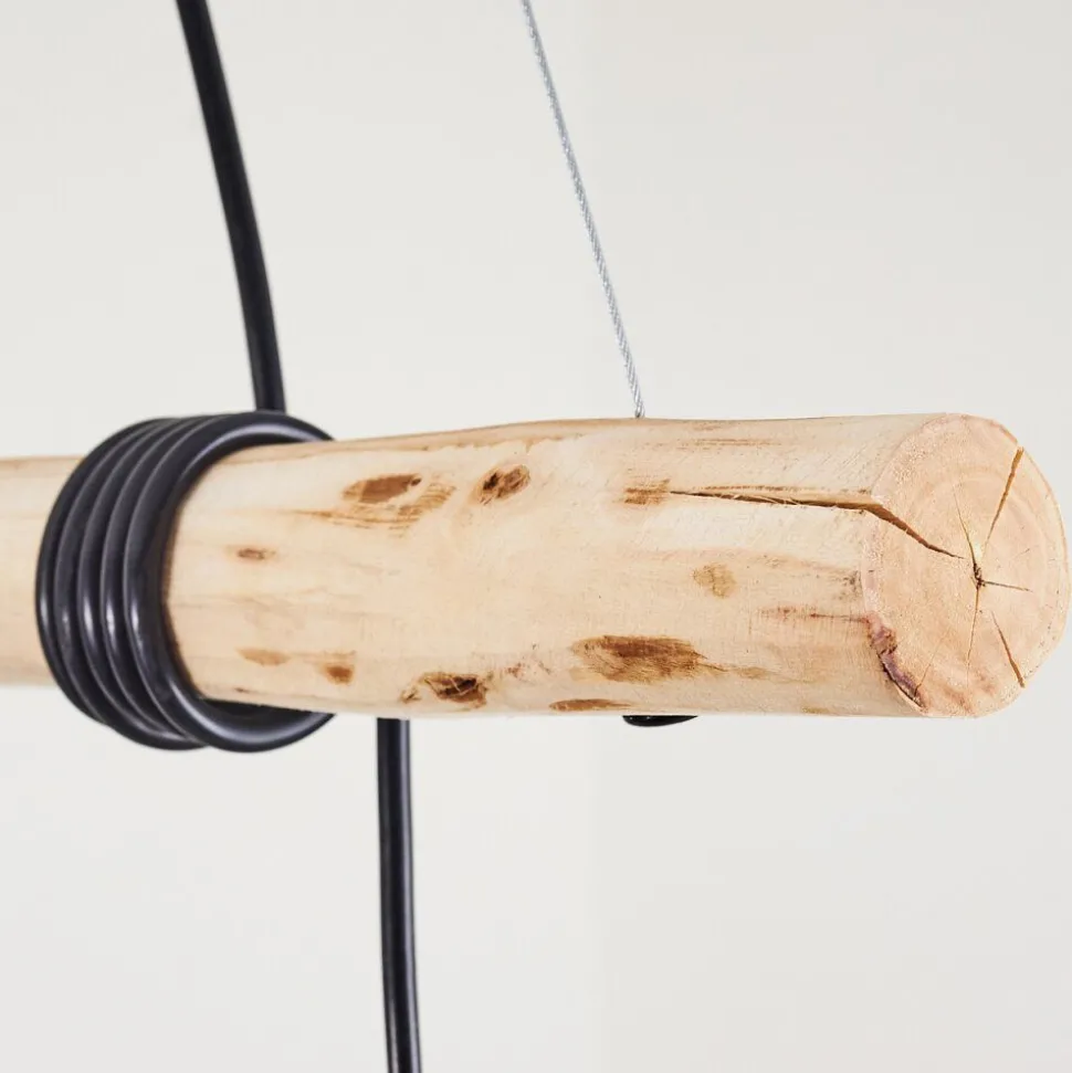 Suspension Betsele Bois Clair, Noir, 4 Lumieres