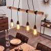Suspension Betsele Bois Clair, Noir, 4 Lumieres