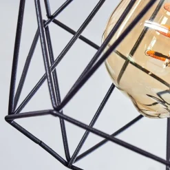 Suspension Betsele Bois Clair, Noir, 4 Lumieres