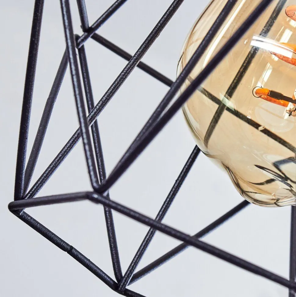 Suspension Betsele Bois Clair, Noir, 4 Lumieres