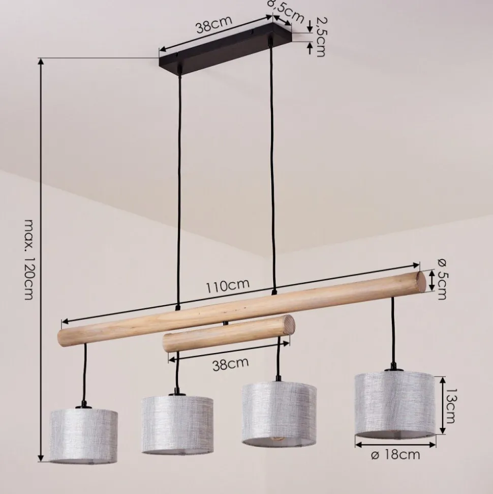 Suspension Bigandie Ecru, Noir, 4 Lumieres