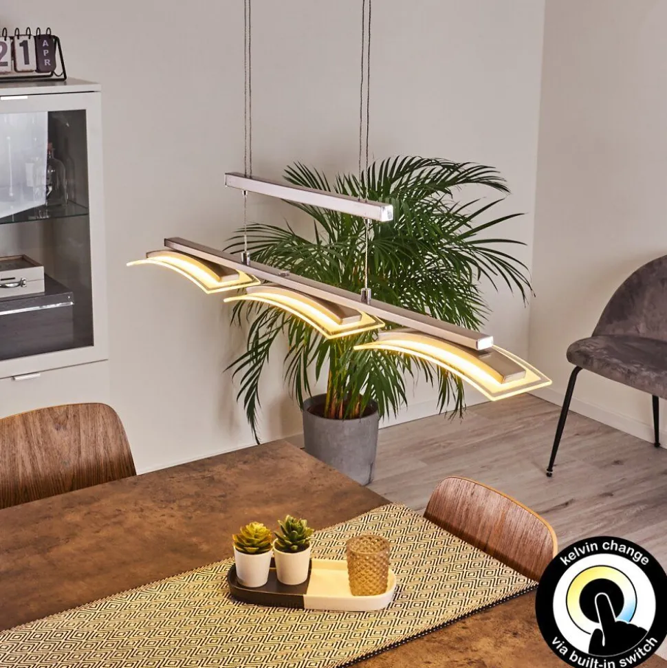 Suspension Bolonda Led Nickel Mat, 3 Lumieres