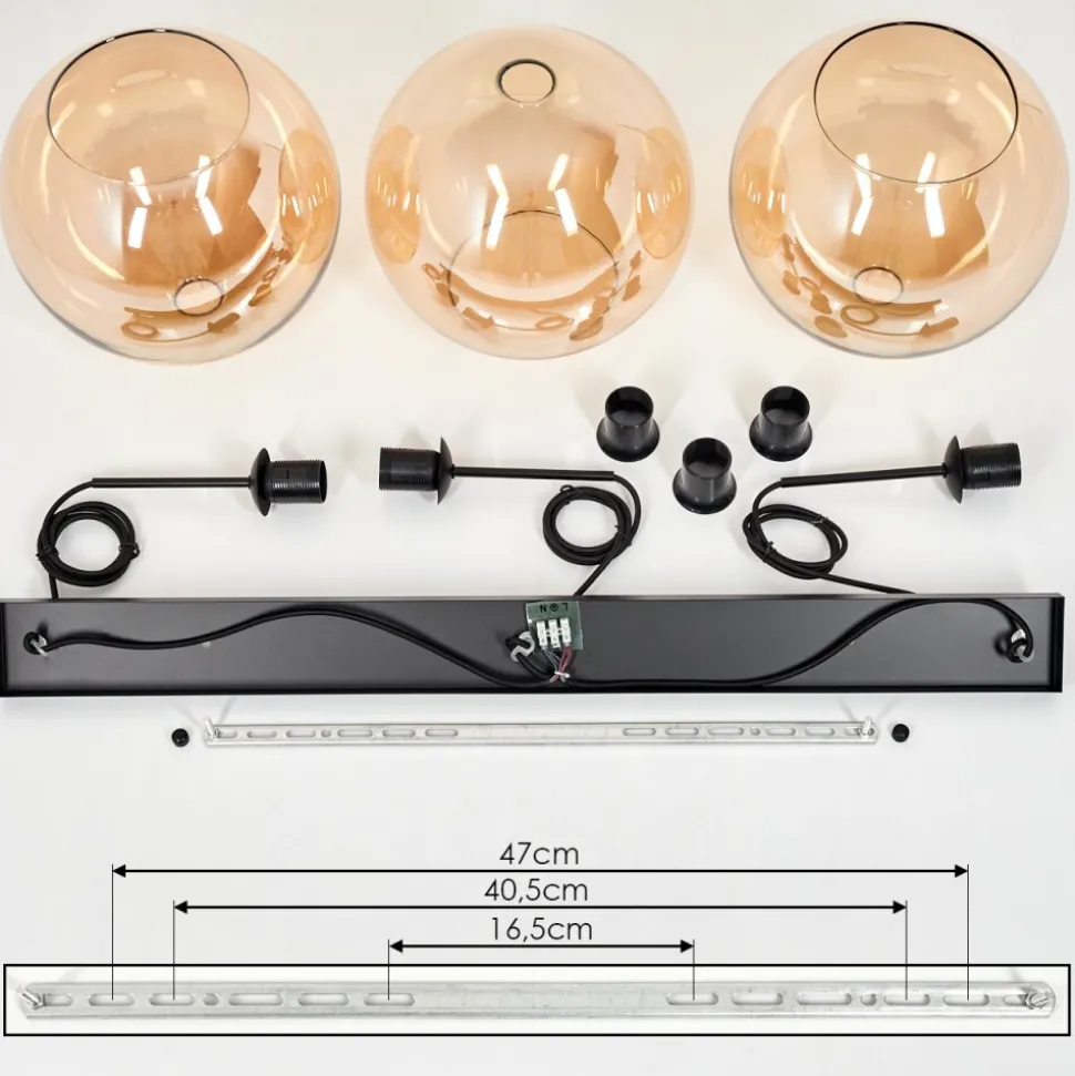 Suspension Boules 25 Cm Koyoto Ambre, 3 Lumieres