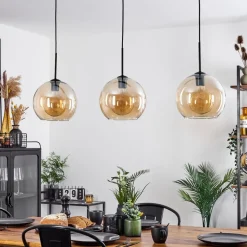 Suspension Boules 25 Cm Koyoto Ambre, 3 Lumieres
