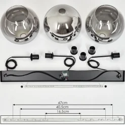 Suspension Boules 25 Cm Koyoto Clair, Fume, 3 Lumieres