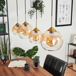 Suspension Calapa Laiton, 4 Lumieres