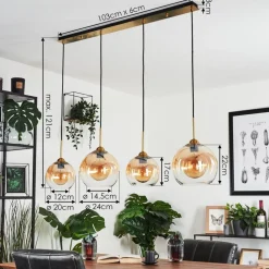 Suspension Calapa Laiton, 4 Lumieres