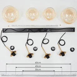 Suspension Calapa Laiton, 4 Lumieres