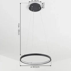 Suspension Calcium Led Noir, 1 Lumiere
