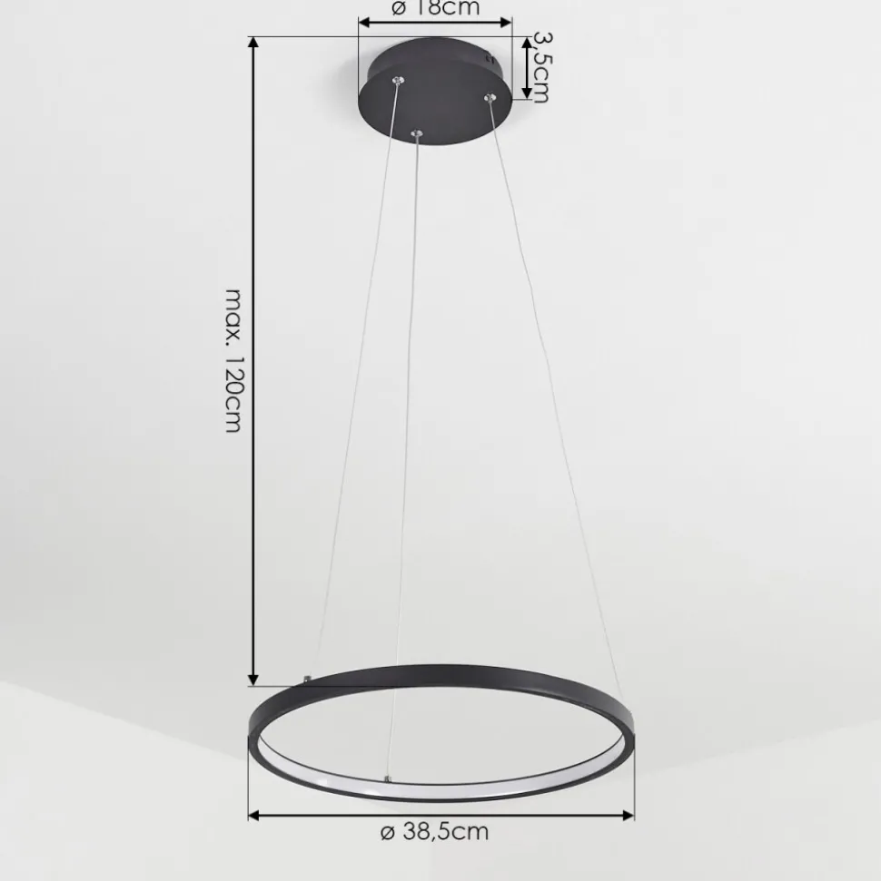 Suspension Calcium Led Noir, 1 Lumiere