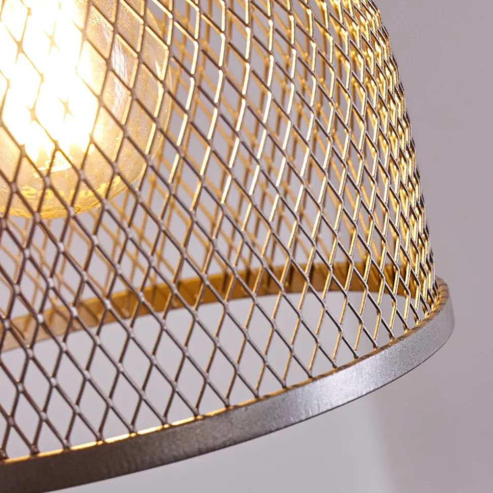 Suspension Camotes Bois Clair, Nickel Mat, 4 Lumieres