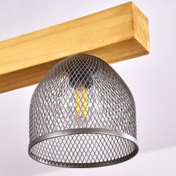 Suspension Camotes Bois Clair, Nickel Mat, 4 Lumieres
