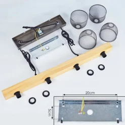 Suspension Camotes Bois Clair, Nickel Mat, 4 Lumieres