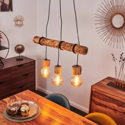 Suspension Canedo Brun Fonce, Noir, 3 Lumieres