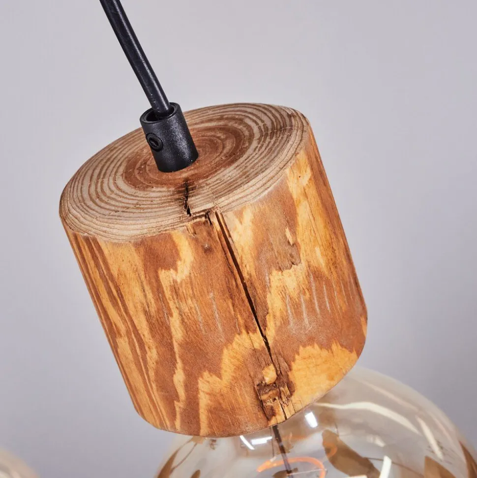 Suspension Canedo Brun Fonce, Noir, 3 Lumieres