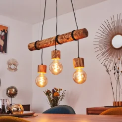 Suspension Canedo Brun Fonce, Noir, 3 Lumieres