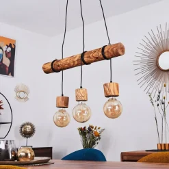 Suspension Canedo Brun Fonce, Noir, 3 Lumieres